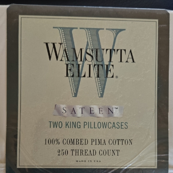 Wamsutta Elite Sateen King Flat Sheet + 2 King Pillowcases / Cream (NWT) - Picture 3 of 7